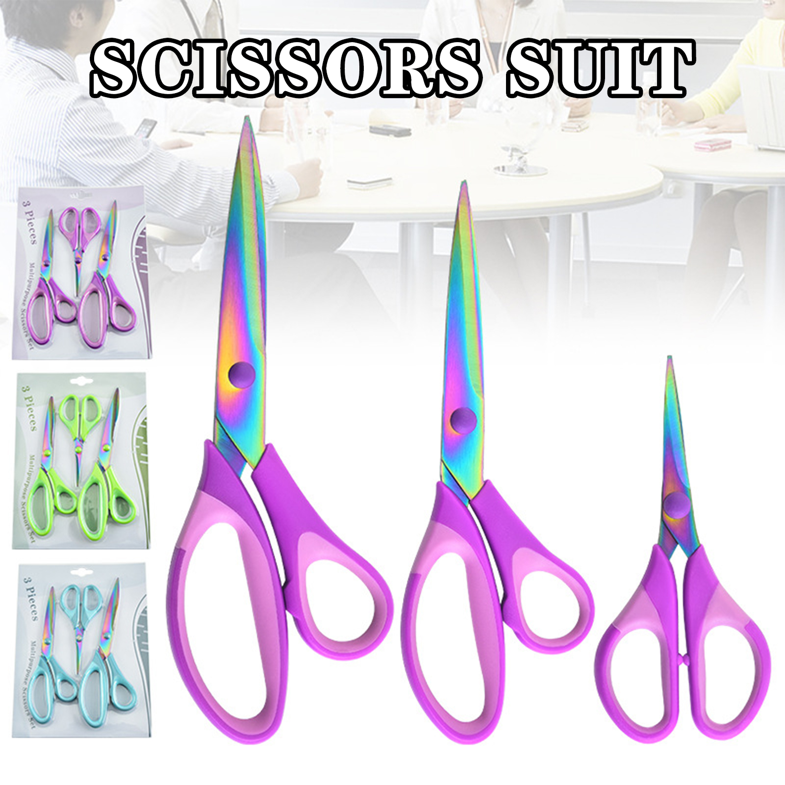 3Pcs Craft Tailor Shear Set Multi-Purpose Color Titanium Plated Sewing Scissors Dressmaking Shears Dressmaking Scissors FL